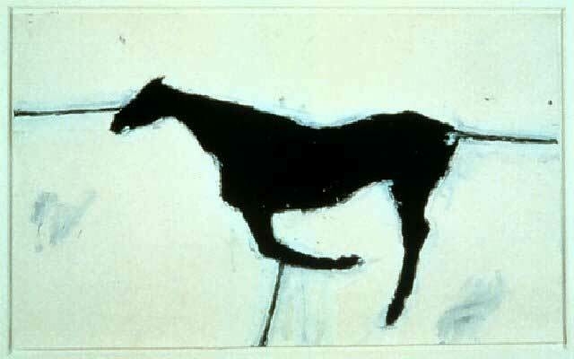 Painting of a horse in silhouette by Susan Rothenberg